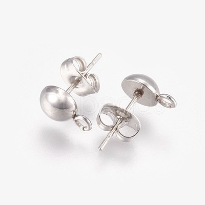 Non-Tarnish 201 Stainless Steel Stud Earring Findings STAS-F166-02P-1