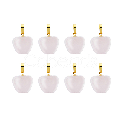8Pcs Natural Rose Quartz Teacher Apple Charms G-FI0001-26-1