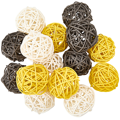15Pcs 3 Colors Wicker Rattan Balls AJEW-SC0004-25B-1