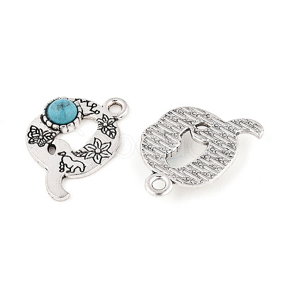 Synthetic Turquoise & Alloy Pendants PALLOY-H146-01AS-Q-1