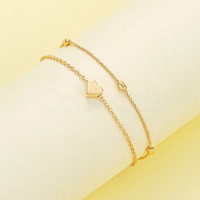 Heart Alloy & Plastic Imitation Pearls Round Beaded Necklaces & Double Layer Bracelets Sets FS-WGC2DB5-01-1