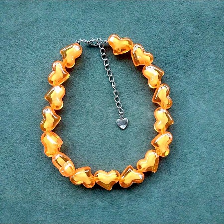 Valentine's Day Acrylic Bead in Bead Heart Beaded Necklaces with Alloy End Chains FS-WG4CF83-09-1
