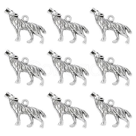Tibetan Style Alloy Howling Wolf Pendants LF1753Y-NF-1