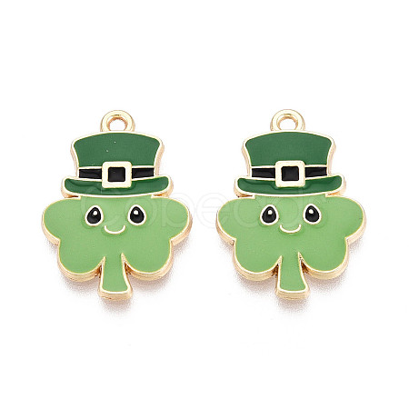 Saint Patrick's Day Alloy Enamel Pendants ENAM-T024-51A-G-1