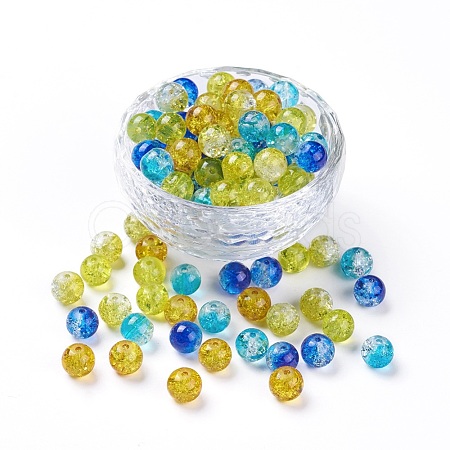 5 Colors Spray Painted & Baking Paint Crackle Glass Beads CCG-X0010-04-8mm-1