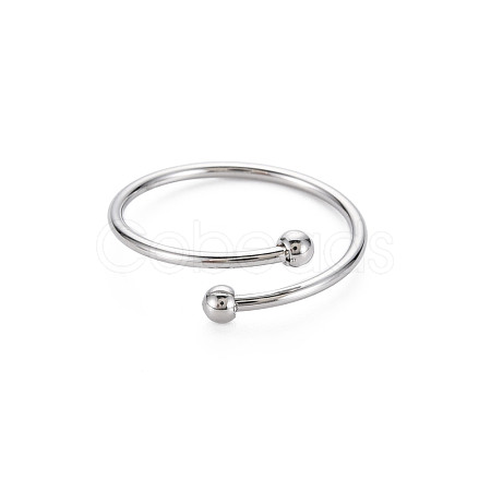 Non-Tarnish 304 Stainless Steel Double Beaded Thin Open Cuff Rings RJEW-N038-048P-1