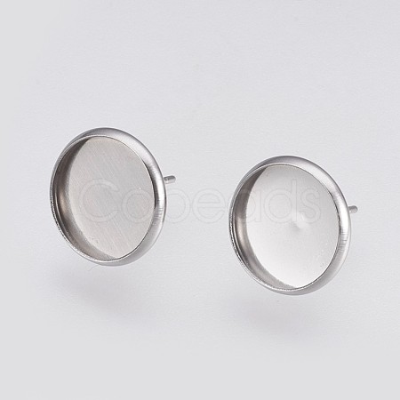 Non-Tarnish 202 Stainless Steel Stud Earring Settings STAS-I088-E-02P-1