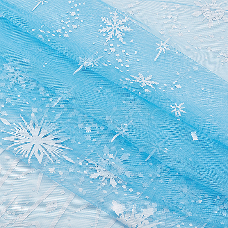 Snowflake Pattern Polyester Mesh Fabric DIY-WH0387-87-1