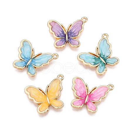 Rack Plating Alloy Enamel Pendants ENAM-N056-364KCG-1