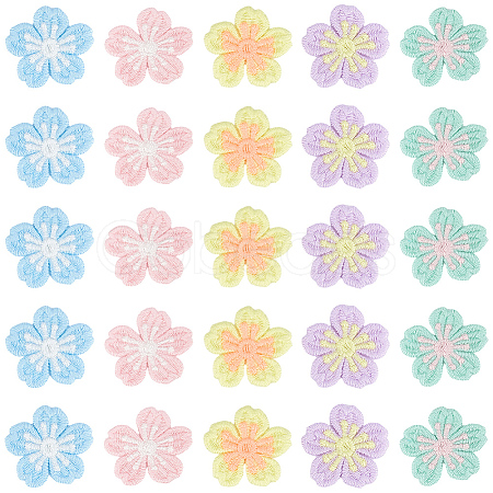 50Pcs 5 Colors Polyester Applqiues PATC-CY0001-59-1