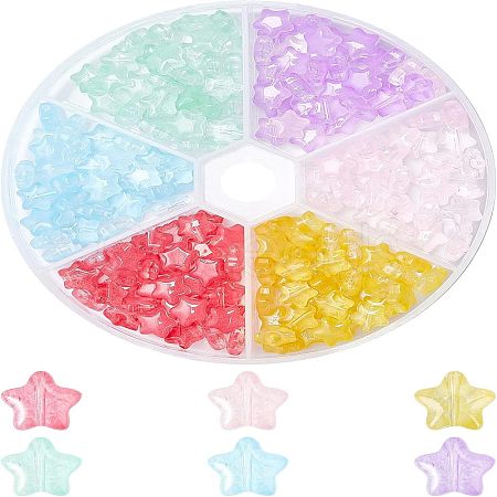 SUPERFINDINGS 240Pcs 6 Colors Transparent Spray Painted Glass Beads GLAA-FH0001-28-1