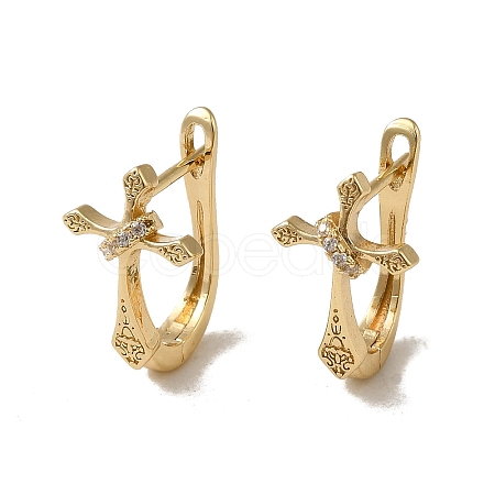 Brass Micro Pave Cubic Zirconia Hoop Earring EJEW-L271-10KCG-04-1