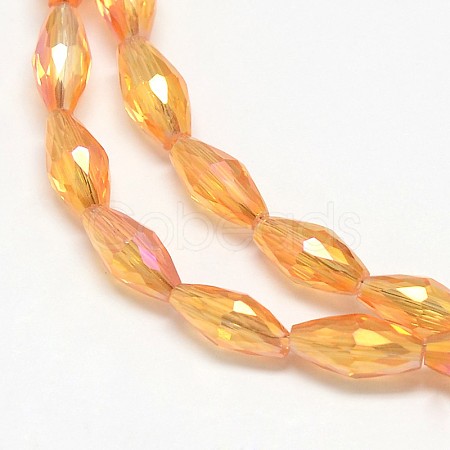 Electroplate Crystal Glass Rice Beads Strands EGLA-F042-A14-1