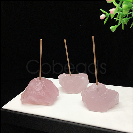 Raw Natural Rose Quartz Incense Holder PW23030600484-1