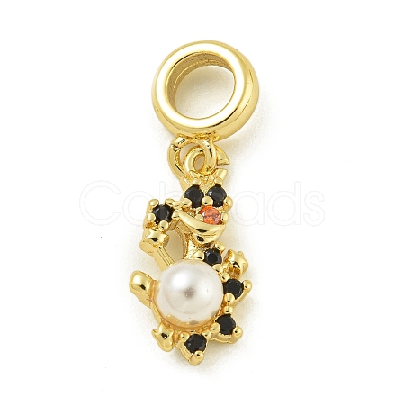 Rack Plating Brass & Cubic Zirconia & ABS Plastic Pearl European Pendants KK-Z067-61A-G-1