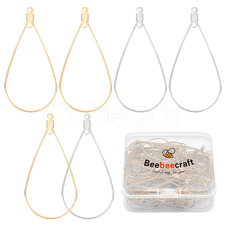 100Pcs 2 Color 304 Stainless Steel Wire Pendants STAS-BBC0001-05-1