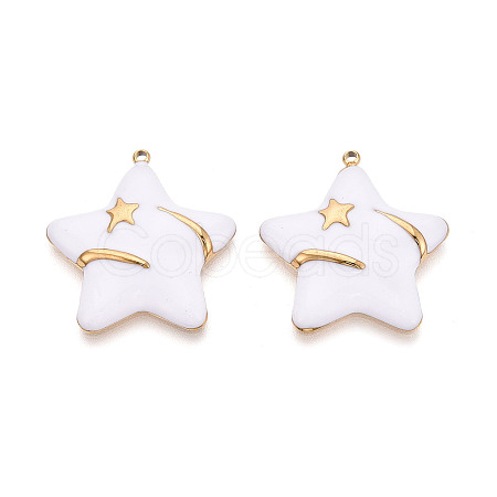 304 Stainless Steel & Enamel Pendants STAS-T073-61A-G-1