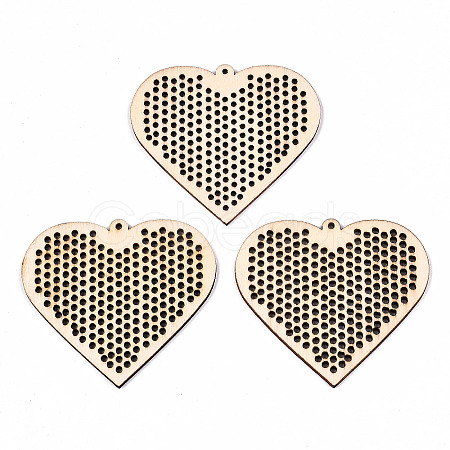 Undyed Natural Wooden Big Pendants WOOD-N007-073-1