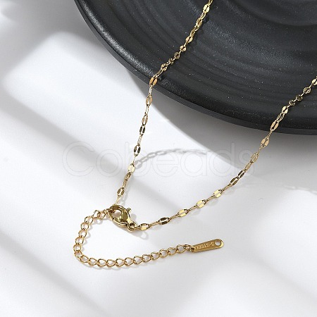 Ion Plating(IP) 304 Stainless Steel Dapped Chain Necklace for Men Women NJEW-E076-02G-1