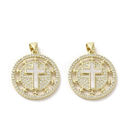 Brass Micro Pave Clear Cubic Zirconia Pendants KK-I708-04E-G-1