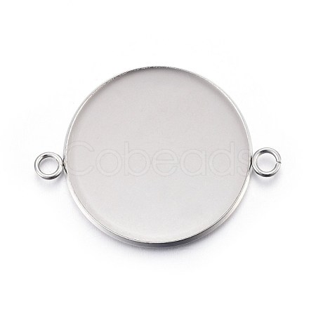 Non-Tarnish 304 Stainless Steel Cabochon Connector Settings X-STAS-F191-15P-J-1