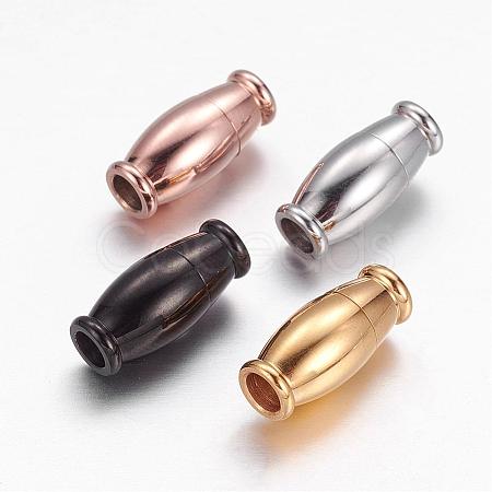 Barrel 304 Stainless Steel Magnetic Clasps with Glue-in Ends STAS-I045-15M-1