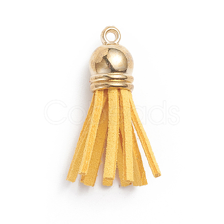 Faux Suede Cord Tassels Pendant Decorations HJEW-WH0006-18G-1
