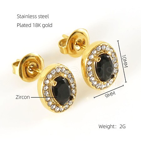 304 Stainless Steel Cubic Zirconia Stud Earrings FS-WGD0B7C-28-1