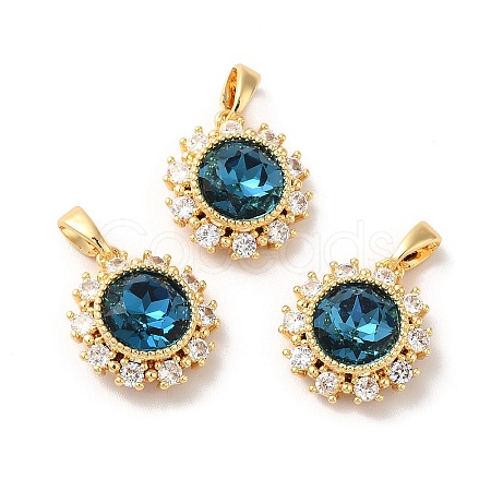 Brass Micro Pave Cubic Zirconia Pendants X-KK-M243-03G-1