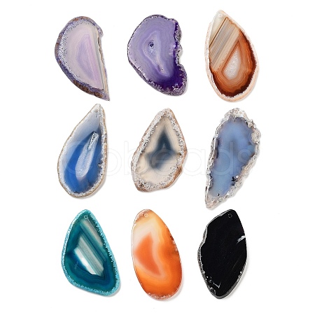 Natural Agate Slices Pendants G-G517-M24-1