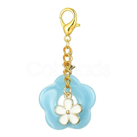 Acrylic Flower Pendants Decorations HJEW-JM01314-08-1