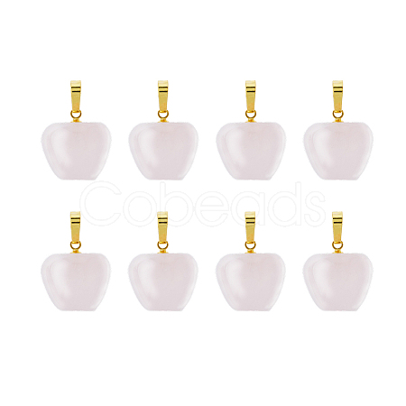 8Pcs Natural Rose Quartz Teacher Apple Charms G-FI0001-26-1