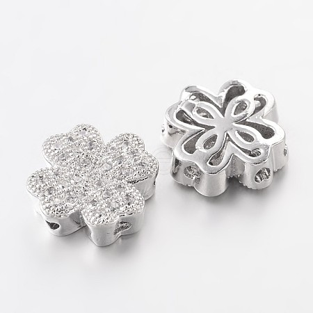 Brass Micro Pave Cubic Zirconia Beads ZIRC-L037-78P-FF-1