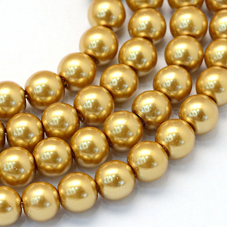 Baking Paint Pearlized Glass Pearl Round Bead Strands X-HY-Q003-12mm-08-1