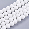 Natural White Jade Bead Strands, Dyed, Faceted, Round, White, 10mm, Hole: 1mm, 38pcs/strand, 14.5 inch