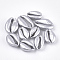 Spray Painted Natural Cowrie Shell Beads, Matte Style, No Hole/Undrilled, Platinum, 20~28x14~20x7~8.5mm