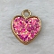 Plastic Pendants, with Glitter Sequin, Heart, Hot Pink, 22x18.5x3mm