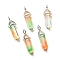 Faceted Bullet Glass Pointed Pendants, with Platinum Plated Brass Findings, Sandy Brown, 38~39.5x12.5x10mm, Hole: 5x3mm