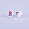 Printed Round with Egg Pattern Silicone Focal Beads, White, 15x15mm, Hole: 2mm