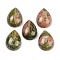 Natural Unakite Cabochons, Teardrop, 20~20.5x15~15.5x6.5~7mm