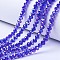 Electroplate Glass Beads Strands, AB Color Plated, Faceted, Rondelle, Blue, 2.3~2.7x2mm, Hole: 0.4mm, about 150~155pcs/strand, 12.60~12.99 inch(32~33cm)