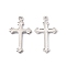 Rack Plating Brass Pendants, Long-Lasting Plated, Cadmium Free & Lead Free, Cross Charms, Platinum, 17.5x10x1mm, Hole: 1mm