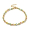 304 Stainless Steel Anklet, Enamel Colorful Oval for Women, Golden, 9-1/8 inch(23cm)