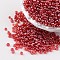 Round Glass Seed Beads, Trans. Colours Lustered, Crimson, Size: about 3mm in diameter, hole: 1mm, about 1097pcs/50g