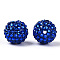 Transparent Resin Rhinestone Graduated Beads, with Acrylic Round Beads Inside, Blue, 20mm, Hole: 2~2.5mm