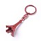 Alloy Keychain, with Iron Ring, Eiffel Tower, Dark Red, 98mm