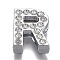 Alloy Letter Slide Charms, with Crystal Rhinestone, Cadmium Free & Lead Free, Platinum, Letter.R, 20x15.5x7mm, Hole: 2.5x18mm