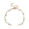 Handmade Brass Link Chain Bracelet Making, with CCB Plastic Imitation Pearl Heart & Lobster Claw Clasp, Fit for Connector Charms, Golden, 6-1/4 inch(16cm)