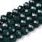 Opaque Solid Color Glass Beads Strands, Faceted, Rondelle, Dark Green, 6x5mm, Hole: 1mm, about 83~85pcs/strand, 38~39cm