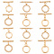 PandaHall Elite 12Pcs 6 Styles Brass Toggle Clasps, Ring, Real 18K Gold Plated, 15.5~19x13~15x2mm, Hole: 1~2mm, 2pcs/style